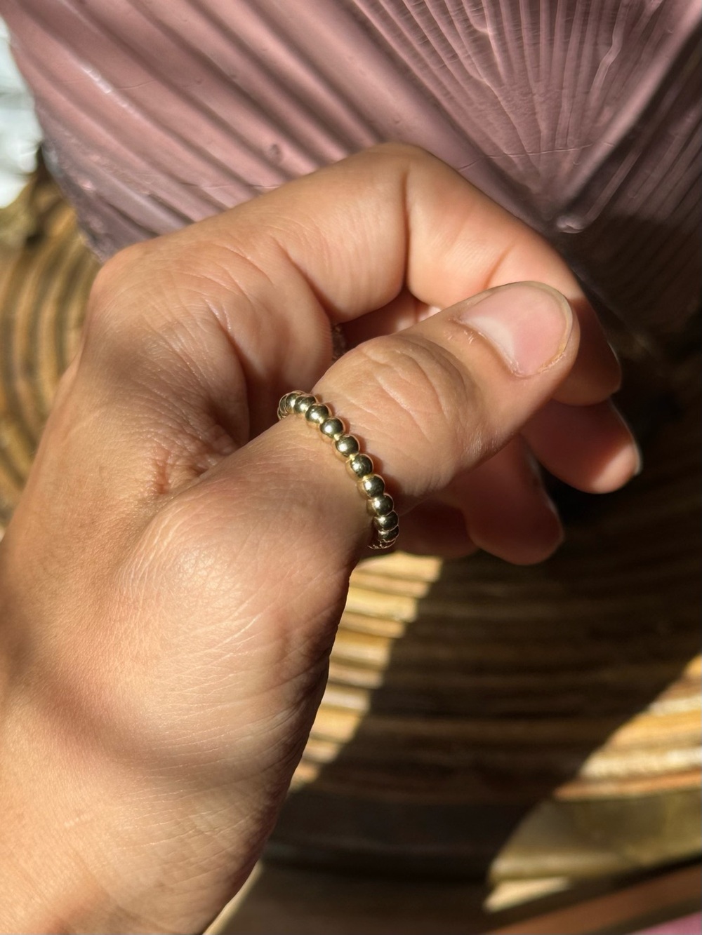 14k solid Gold Bead Stackable Ring - size 8, 4 grams